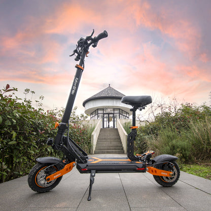 KuKirin G2 Max electric scooter with seat outdoors at sunset