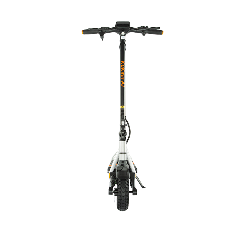 Silver KuKirin A1 electric scooter, straight front view