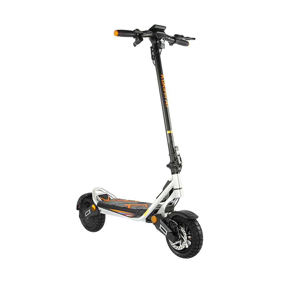 Silver KuKirin A1 electric scooter, rear three-quarter view