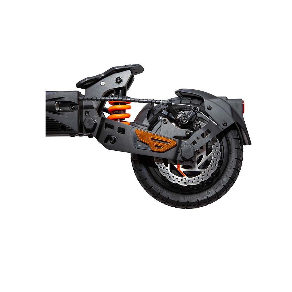 KuKirin G2 Master rear wheel, motor and suspension detail