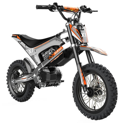 KuKirin X1 electric dirt bike, right front three-quarter view