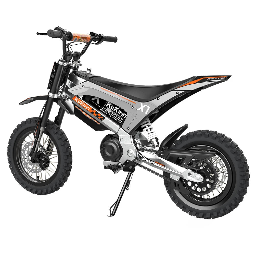 KuKirin X1 electric dirt bike, rear three-quarter view