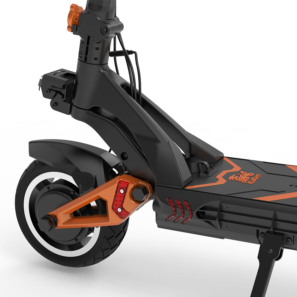 Rear motor and suspension detail on the KuKirin G3 Pro